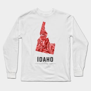 Idaho state map abstract red Long Sleeve T-Shirt